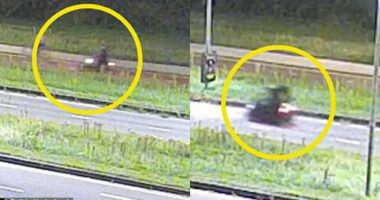 Police are searching for two people captured on CCTV who may have witnessed the attack on Lisa on August 20: a scooter rider (left) and the occupants of a Biro microcar (right)