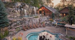 An unidentified woman claims in a class action lawsuit that she visited Nordik Spa Chelsea in Quebec (pictured) on December 2, and was sexually assaulted by a male massage therapist
