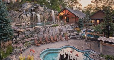 An unidentified woman claims in a class action lawsuit that she visited Nordik Spa Chelsea in Quebec (pictured) on December 2, and was sexually assaulted by a male massage therapist