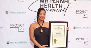 Get Into It! Halle Bailey Receives Her Flowers After Sharing Postpartum & Mental Health Struggles (PHOTOS)