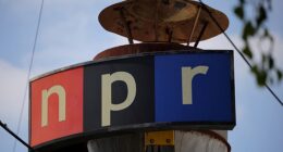 The logo of the National Public Radio, which will be without federal funding after almost six decades in September when the company responsible for funneling federal funds to the broadcaster fully closes
