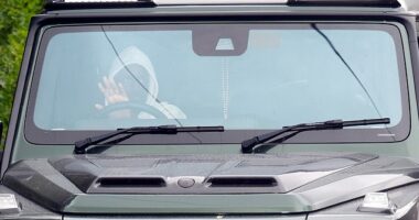 Alexander Isak pictured driving out of Newcastle United's training ground on Wednesday