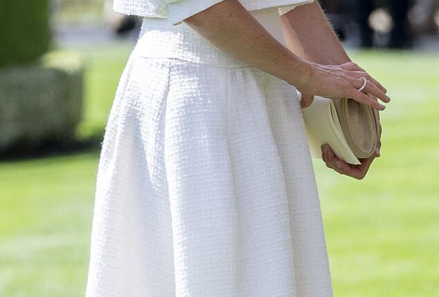 Peter Phillips' new fiancée, who opted for a cream balloon-sleeved jacket and skirt by Suzannah London in June for Royal Ascot (pictured), has quickly asserted herself as one to watch for royal fashion lovers