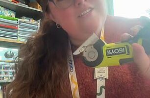New Zealand primary school teacher Jordan Shallcrass revealed her ultimate art class hack in the Ryobi USB Lithium Power Cutter, available for $89 at Bunnings