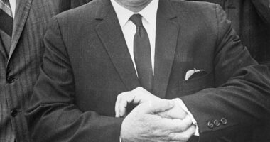 This year marks 50 years since Teamsters boss Jimmy Hoffa vanished without a trace. Pictured: Hoffa leaving the Federal Courthouse after he was convicted and sentenced of jury-tampering
