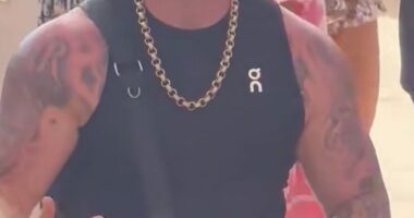 Footage of the man - Jack Kay (pictured) - went viral at the start of this week as he was filmed donning a gold chain and pair of sunglasses with a baby pink cup gripped in his hand