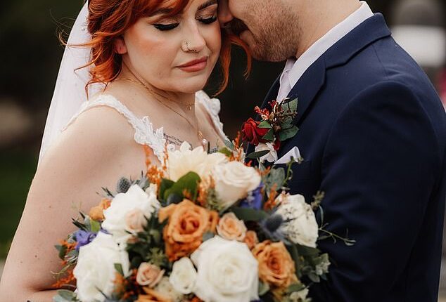 Kelly Stech, who lives in Illinois , Chicago , US, became so stressed planning her big day it left her face paralysed and she was unable to smile in wedding photos