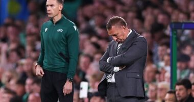 Brendan Rodgers could only look on in frustration as his side were held at Celtic Park
