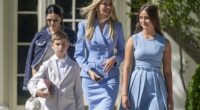 Ivanka Trump, the daughter of US President Donald Trump, and her children Theodore Kushner (left), and Arabella Rose Kushner, 14,  arrive for an event celebrating the Philadelphia Eagles, 2025 Super Bowl champions, at the White House on April