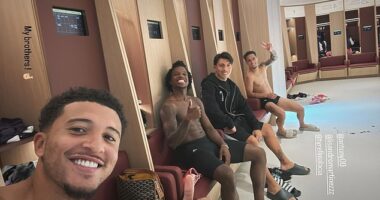 Jadon Sancho posts first photo from inside Man United's 'bomb squad' with outcast 'brothers' amid bizarre claims he is ignoring offers and wants to quit Europe for his US girlfriend