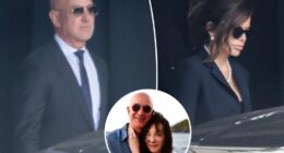 Jeff Bezos supported by Lauren Sanchez at his mom's funeral