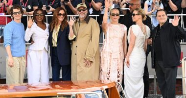 Left to right: Andrew Garfield, Ayo Edebiri, Julia Roberts, Luca Guadagnino, Chloe Sevigny, Nora Garrett and Michael Stuhlbarg