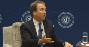 Brett Kavanaugh speaking during an interview.
