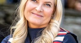 In the new portrait, posted on the official Instagram account of the Norwegian royal household, Crown Princess Mette-Marit is dressed in the colours of her country's flag