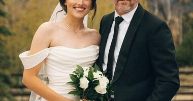 Savannah Blackstock, 23, shared a moving tribute to her late father Brandon Blackstock on Tuesday following his death on August 7 at 48 after a battle with melanoma. She was pictured with her father on her wedding day in one of her photos