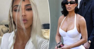 Kim Kardashian shows off blond hair transformation