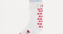 Fitness lovers were quick to spot the pilates-perfect Kmart Frill Quarter Crew Non-Slip Socks $8 in the new Love Cherry Multi design