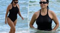 Kourtney Kardashian rocks thong swimsuit after pregnancy rumors