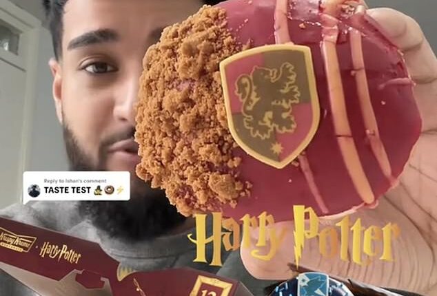 Among the social media creators who sampled the sweet treats online was Ishan (who uses the handle @ishxn.a). He described the partnership between the doughnut brand and the franchise as 'the collaboration of the century'