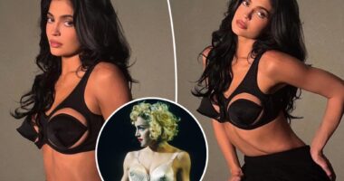 Kylie Jenner channels Madonna in cutout cone bra