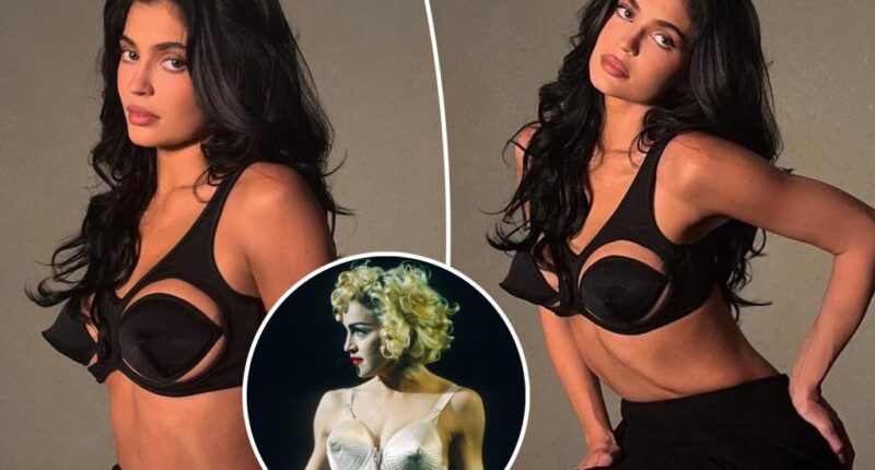 Kylie Jenner channels Madonna in cutout cone bra