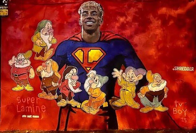 A mural of Barcelona star Lamine Yamal has been vandalised, with references made to dwarfism
