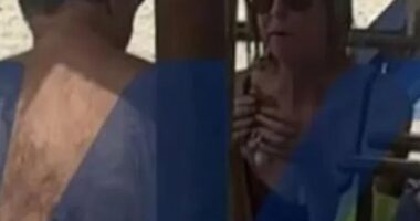 Michele Ann Joy Bourda, 59, appears in this image, which was released by Greek media,  with her husband Christos just hours before she went missing