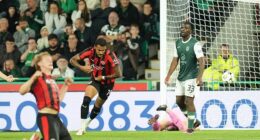 Junior Brumado wheels away in delight after his late overhead kick sealed victory for Danes