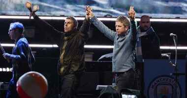 Liam and Noel Gallagher were already earning big, long before reuniting for their mammoth global tour this year (seen performing on Saturday)