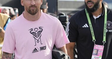 Lionel Messi's bodyguard, Yassine Cheuko (right), has been banned from the Leagues Cup