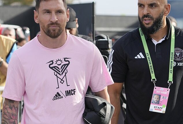 Lionel Messi's bodyguard, Yassine Cheuko (right), has been banned from the Leagues Cup