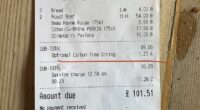 Taking to Reddit one customer from The Pig and Butcher in Islington, highlighting a discretionary £1.23 'Carbon Free' fee that had been added to their total meal price