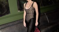 Beauty podcast host Kelly McCarren put on a racy display as she arrived to a skincare event in a sheer lace dress