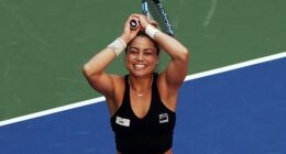 Mexico's Renata Zarazua celebrates her stunning upset win over Madison Keys on Monday