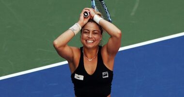 Mexico's Renata Zarazua celebrates her stunning upset win over Madison Keys on Monday