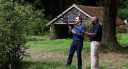 Mr Lammy and the US vice-president showed off their fishing skills at the Foreign Secretary's Chevening country retreat