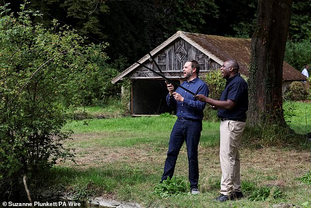 Mr Lammy and the US vice-president showed off their fishing skills at the Foreign Secretary's Chevening country retreat