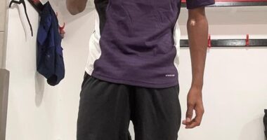 Manchester United wonderkid JJ Gabriel, 14, netted a stunning goal for the club's under-18s