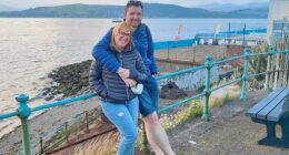 Ben Walsh, 40, from Retford in Nottinghamshire, and girlfriend Laura Taylor, 38, were strolling along the promenade in Gourock, Renfrew, when they stopped for a scenic snap