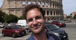 Kevin Droniak takes 24-hour trips to various exotic destinations around the globe. He's seen in Italy