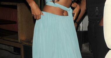 Maya Jama put on a very busty display as she celebrated her 31st birthday with a swanky bash  at  the Gold in Notting Hill on Thursday evening