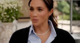 Meghan Markle appeared today to take a new swipe at the royal family as she appeared on a podcast to promote her Netflix show (pictured in season two of With Love, Meghan)