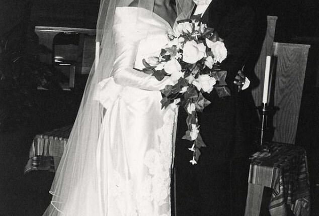 Michelle, 61, delved into the origins of relationship with the former President, reminiscing on the summer they met him the law firm they both worked at when she was his advisor. Pictured on their wedding day in 1992
