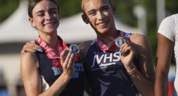 Transgender athlete AB Hernandez (R) dominated a girls' track meet in California this year