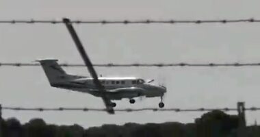 A plane skidded down the runway to make an emergency landing at Birmingham Airport on Wednesday forcing the cancellation of scores of flights