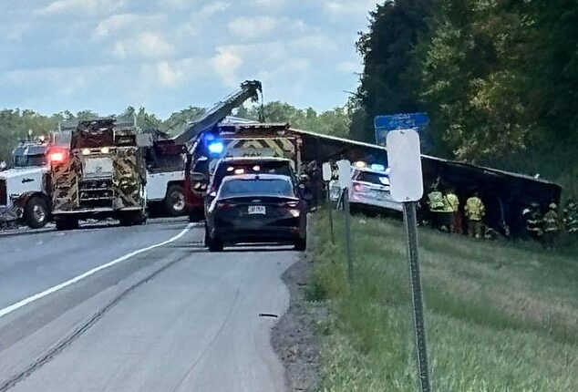 Multiple fatalities with up to 52 victims after tour bus overturns in Upstate New York and EJECTS passengers onto road