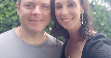 Deborah Terkely (pictured with her husband) was 39 when she suffered an 'unbearable' migraine that changed her life forever