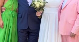 Myleene Klass beamed as she watched her 'dear friend' marry journalist Nick Ferrari at a lavish ceremony in the south of France on Saturday