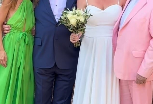 Myleene Klass beamed as she watched her 'dear friend' marry journalist Nick Ferrari at a lavish ceremony in the south of France on Saturday