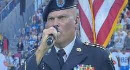 NFL fans mercilessly criticized an American troop's national anthem performance on Thursday
